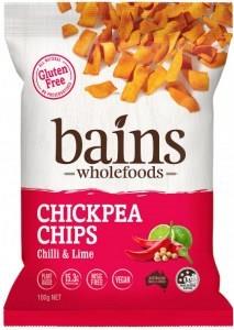 Bains Wholefoods Chickpea Chips Chilli & Lime G/F 100g
