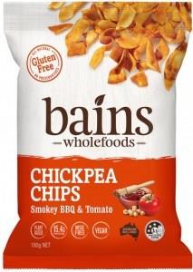 Bains Wholefoods Chickpea Chips Smokey BBQ & Tomato G/F 100g