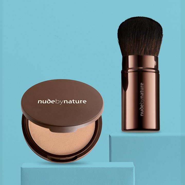 Nude by Nature - Pressed Mineral Cover Foundation & Travel Brush Duo Light Light