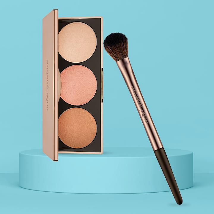 Nude by Nature - Highlight Palette & Setting Brush Duo