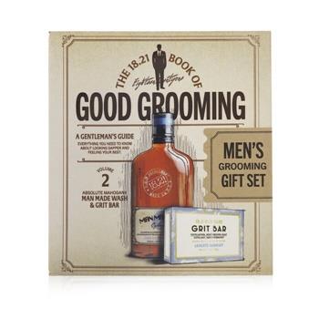 18.21 Man Made Book of Good Grooming Gift Set Volume 2: Absolute Mahogany (Wash 532ml + Grit Bar 198g ) 2pcs Men's Skincare