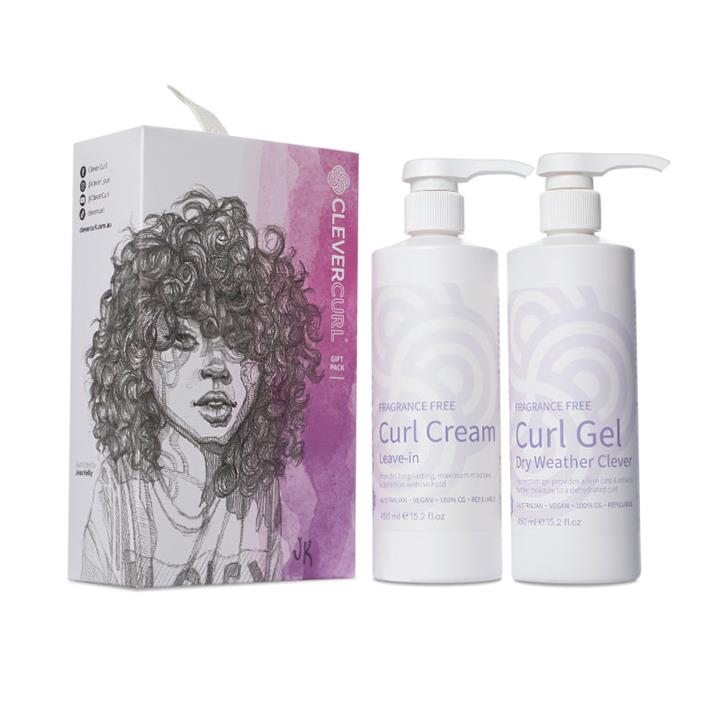 Clever Curl Fragrance Free Curl Cream & Dry Weather Gel Duo Pack