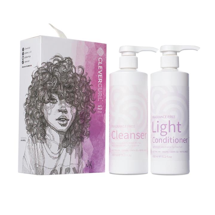 Clever Curl Fragrance Free Cleanser & Light Conditioner Duo Pack