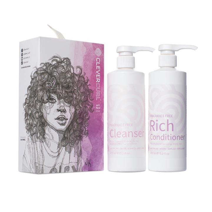 Clever Curl Fragrance Free Cleanser & Rich Conditioner Duo Pack