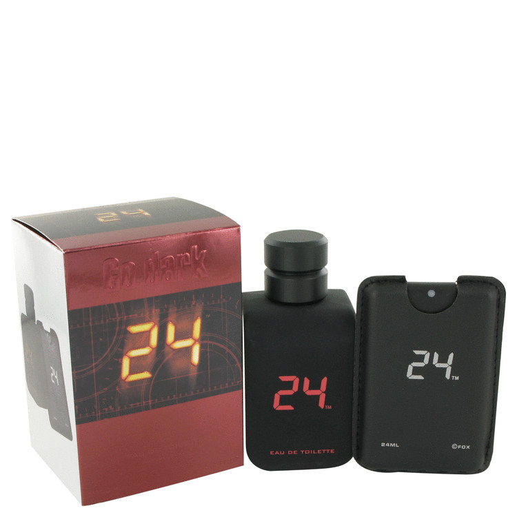 24 Go Dark The Fragrance Cologne 100 ml Eau De Toilette Spray + .8 oz Mini Pocket Spray for Men